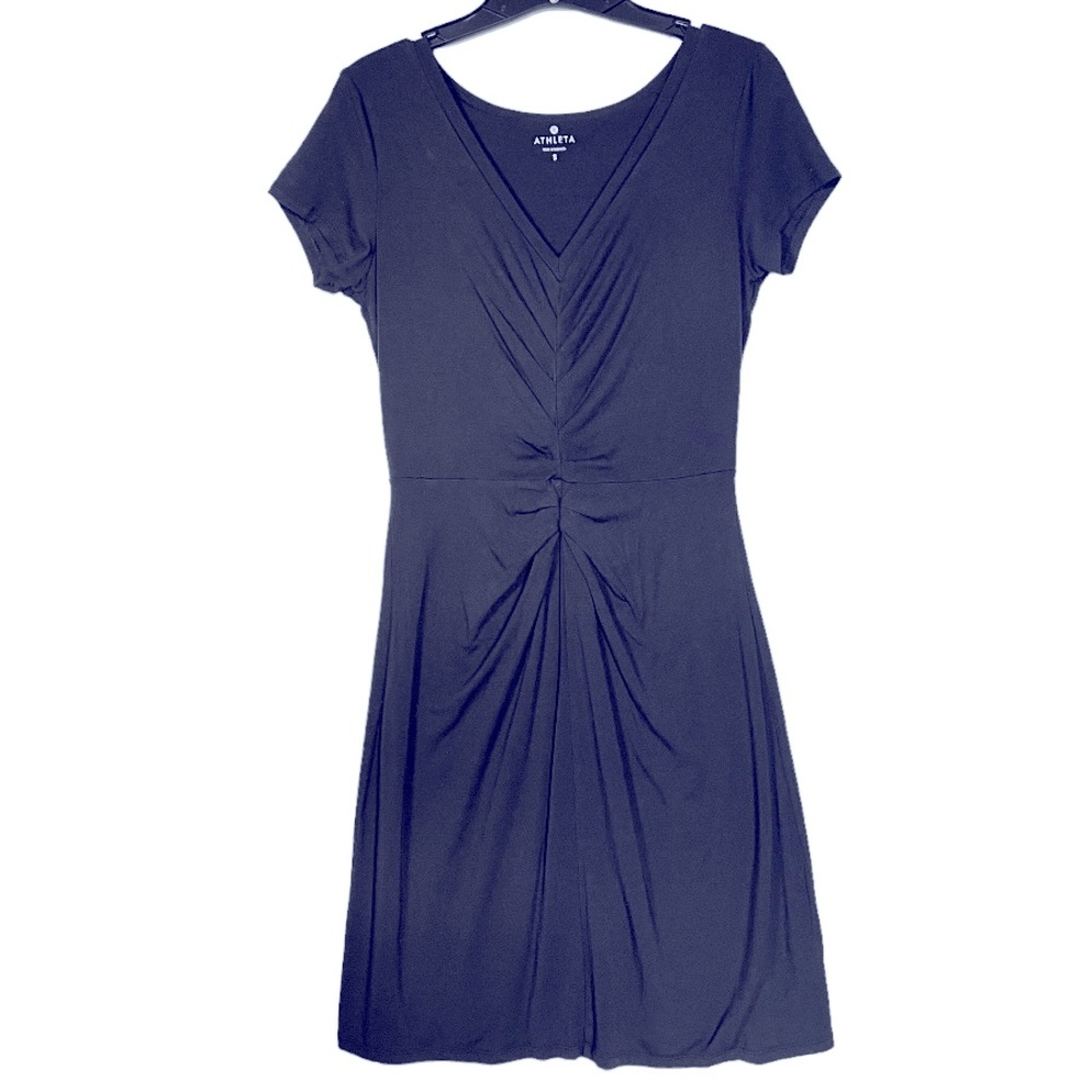 Athleta BLACK Dress With Front Ruching Size Small